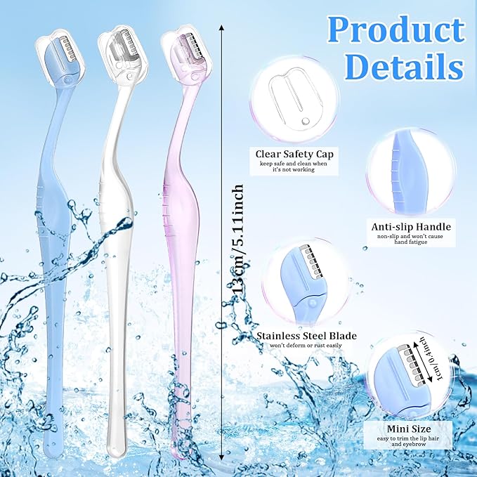 6Pcs Small Eyebrow Razor, Mini Razors for Women, 5.1"Eye Brow Razors for Women, Mini Eyebrow Trimmer with Safety Cap for Makeup Face Care (Multicolor)