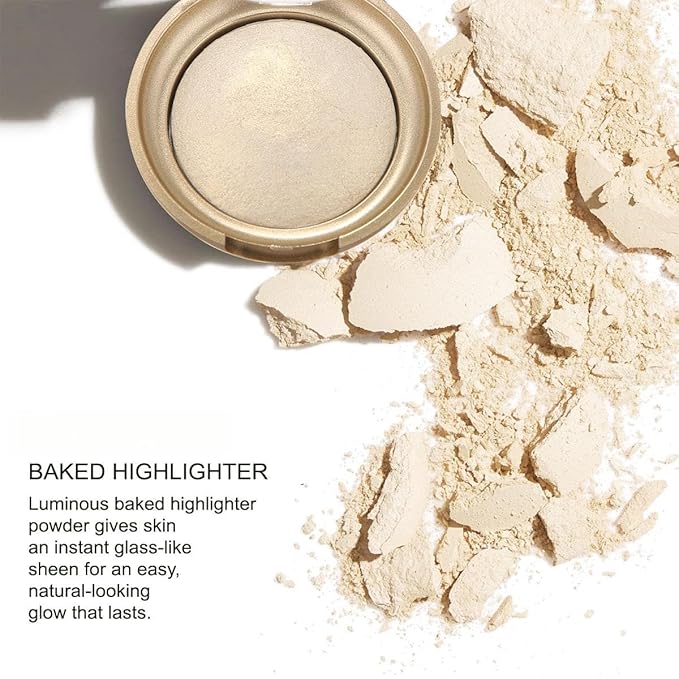 Baked Highlighter Contour Powder Sheer Pearl Shimmer Shades for Face Highlighter Makeup Brighten Up (303-Glow)