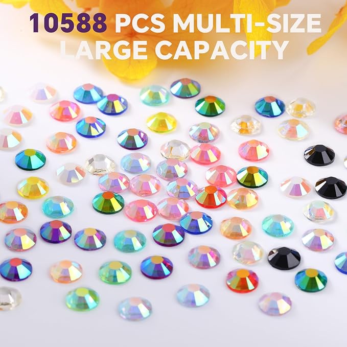 10588Pcs 5mm Resin Flatback Rhinestones Tumbler Non-hotfix Round Gems for Nails Crafts Clothes Shoes Decoration(5mm,Mixed Color)