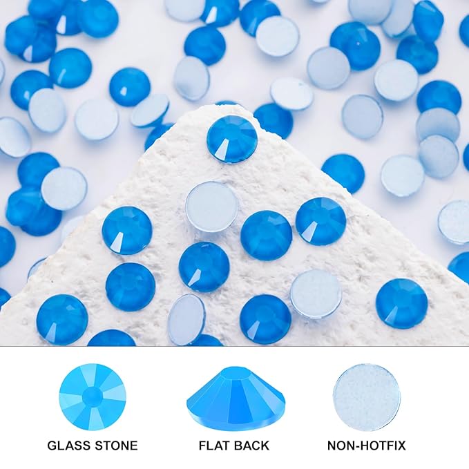 Novani 3000 Pieces Flatback Rhinestones Glass Round Gems Neon-Blue Crystals for Nail Art DIY Crafts Clothes Shoes,SS12,3.0-3.2mm
