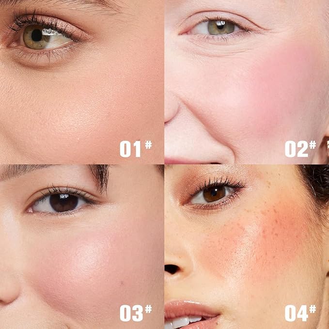 XngQuJoy Baked Highlighting Blush, Soft Pinch Glitter Powder Blush, Natural Finish, Buildable Color, Long Lasting Complexion, Shape, Contour & Highlight for All Skin Tones (D)