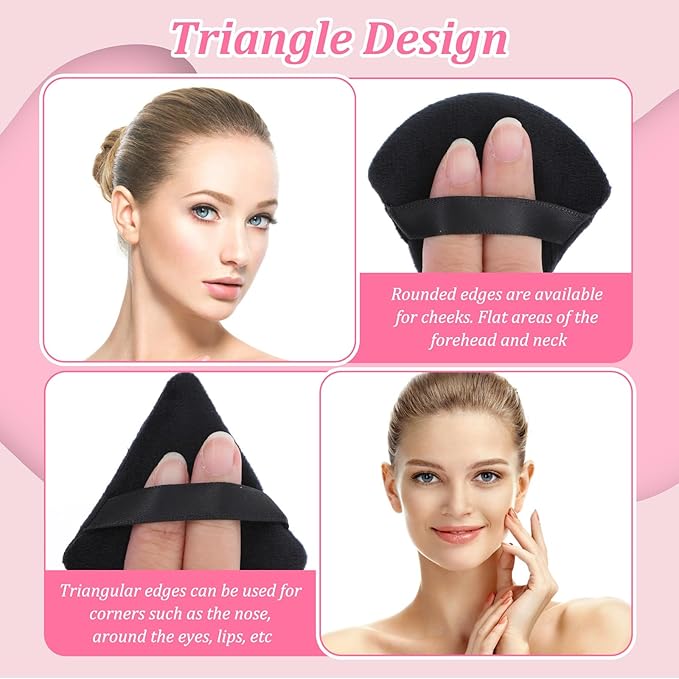 150 Pcs Triangle Powder Puff, Face Soft Makeup Puff for Loose Powders, Mineral Powder, Foundation, Wet and Dry Use, Face and Body Cosmetic Applicator, Black