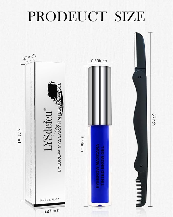 Tinted Eyebrow Mascara Gel- 1Pcs Long-lasting Waterproof Smudge-proof Blue Brow Glue Colored Liquid Mascara,Tinted Brow Filler Curling Mascaras, Christmas Eye Makeup Gift for Women Girl-07