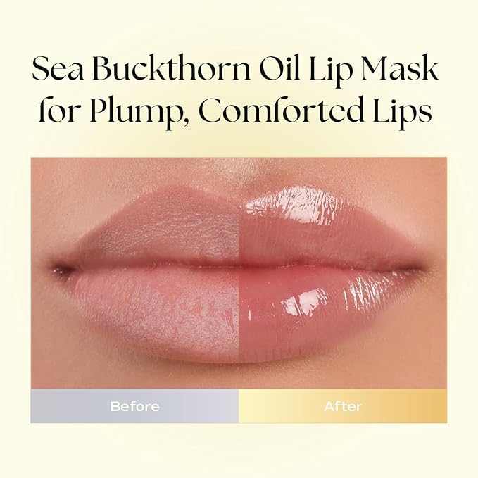 Sleeping Lip Mask Sea Buckthorn Oil 0.53 Oz. | Day & Night Lip Balm, Overnight Lip Mask, Lip Treatment for Dry & Crack Lips, Deep Moisturizing with Vitamin E, Shea Butter, 6 Phyto Oil Complex