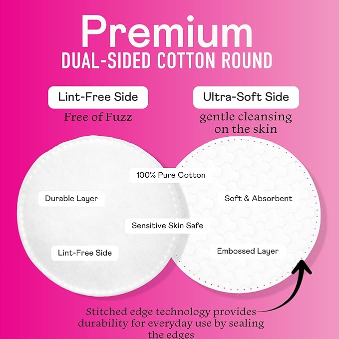 Swisspers Premium Cotton Rounds - 100% Chlorine Free Cotton Face Pads for Makeup, Nail Polish Removal - Dermatologist Tested and Hypoallergenic, Made in USA - 100 Pads (Pack of 3)