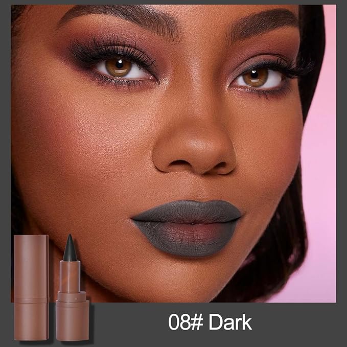Erinde 6PCS 2-in-1 Lip Liner and Lipstick Lip Combo Set, Matte Nude Dark Brown Red Lip Liner Creamy Lip Pencil Crayon, High Pigmented Long lasting Lipstick Makeup