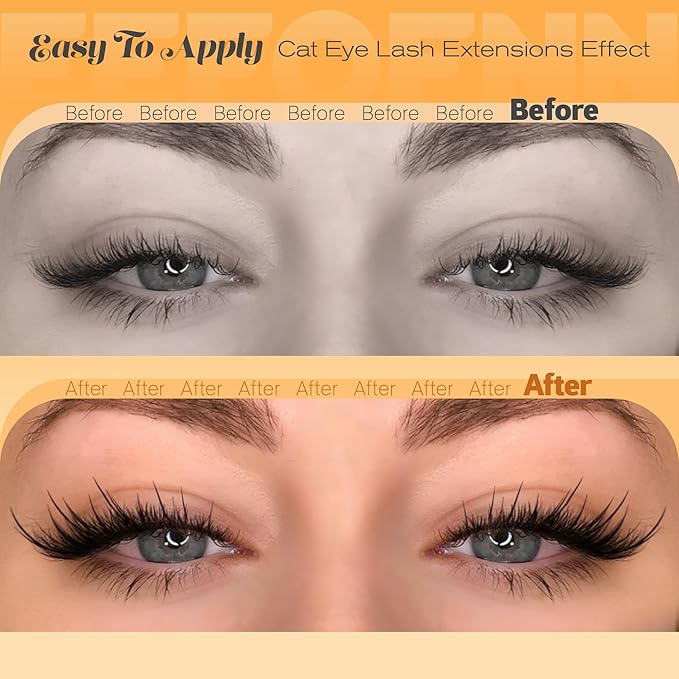 Eefofnn Lash Clusters Manga False Eyelashes Fox Eye Cluster Eyelash Extensions Wispy Individual Lashes Anime Eyelash Clusters Spiky C Curly Lash Extension 8-17mm Fake Lashes 7 Pairs Cluster Lashes