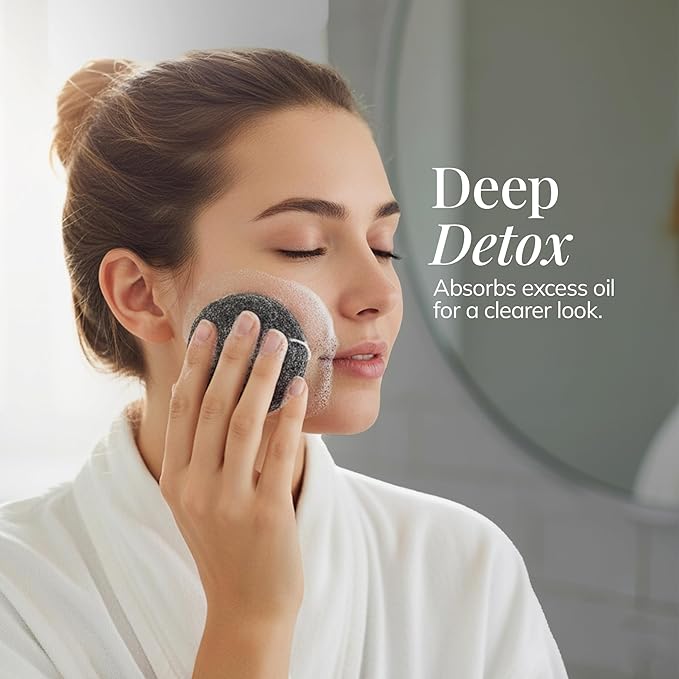 Plant-Based Konjac Facial Sponge: Natural Face Exfoliator for All Skin Types - Charcoal, Matcha, or Original - Gently Cleanses & Balances - Vegan, Cruelty-Free, 100% Biodegradable (White)