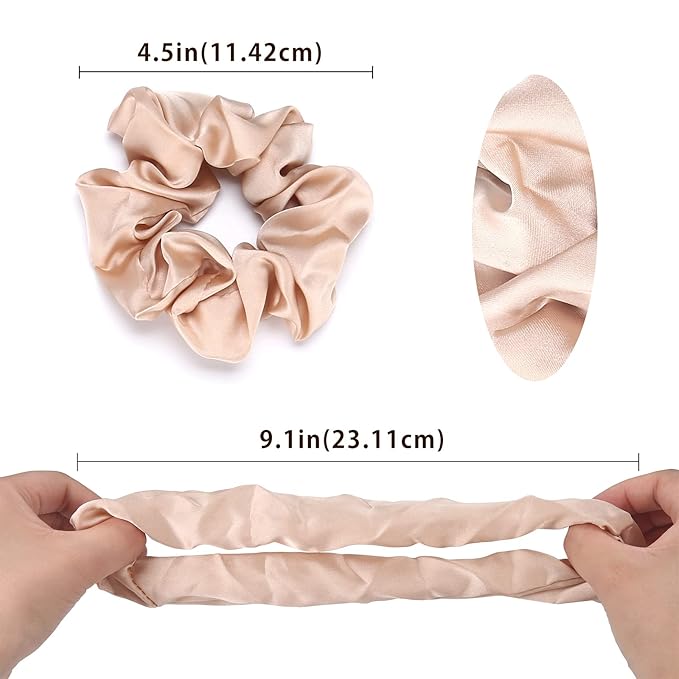 Lolalet Scrunchies for Women, Satin Hair Softer Than Silk Ties Sleep, Big Scrunchy Ponytail Holder with Elastic Bands Girls Thick Thin Curly -6 Pack, Style A