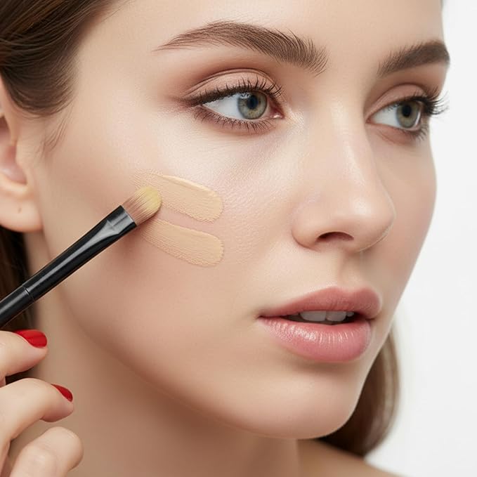 3PCS Flat Concealer Brush Small Black Premium Synthetic Makeup Brushes Under Eye, Travel Foundation Make up Brush Set Precise Coverage Dark Circles Face Contour Blending Brushes(3 Sizes)