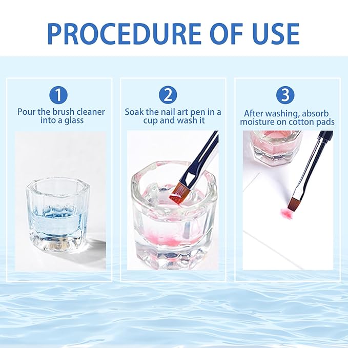 Nail Brush Cleaner - Special for Gel/Nail Art Brushes & Makeup Brush Care, Must-Have for Renewal, 40ml/1.35fl.oz (3pcs Nail Brush Cleaner)