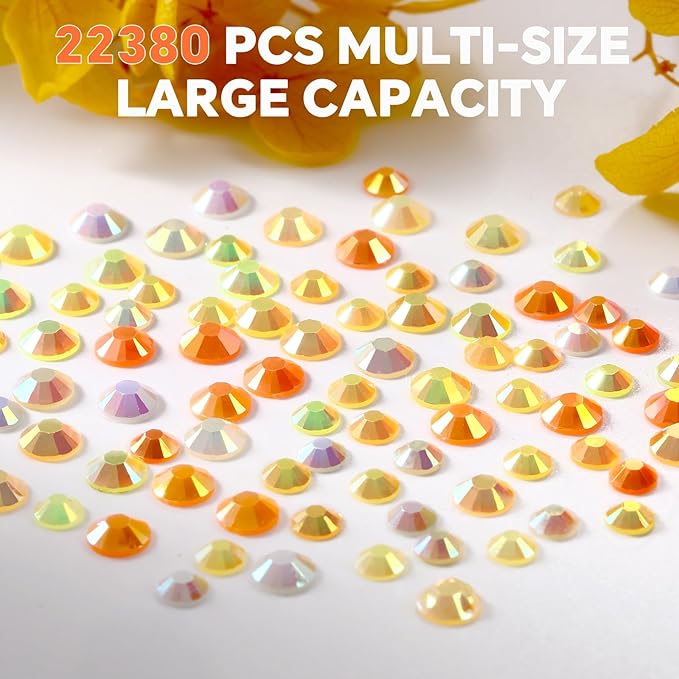 22300Pcs Jelly Rhinestones Kit- Resin Mixed Color Rhinestones for Nail Clothes Shoes Tumblers Decoration Flat Back Round(3mm,4mm,5mm)