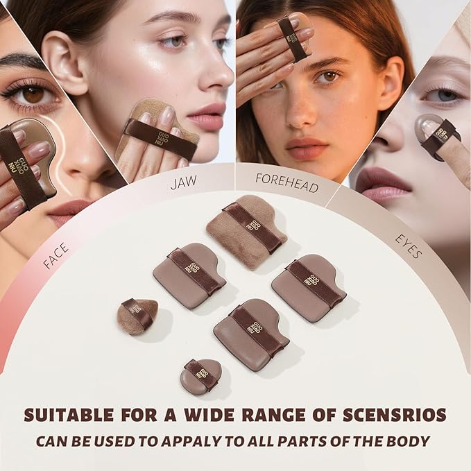 GUOXIAONIU 6pcs Powder Puffs Set With Case, Cushion foundation puff, Velour Makeup Puff, Setting Powder Puff, Reusable & Washable, Ideal For Foundation, Powder Cream, Setting,Christmas Gifts For Women
