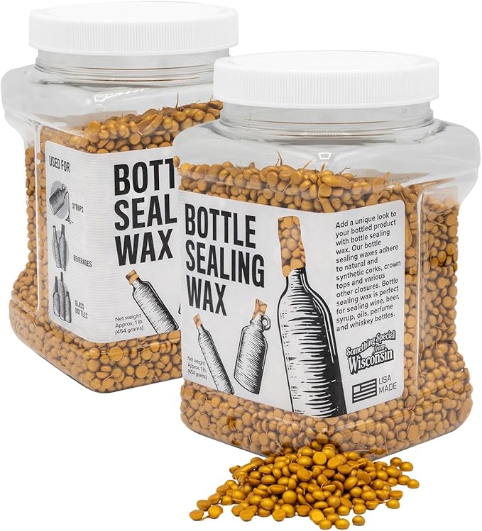 Blended Waxes, Inc. Bottle Sealing Wax Beads, Premium Pastille Wax Seal Beads for Wine, Beer, and Liquor Bottle Closure, Seals Between 25-30 Bottles, 1 lb, Goldenrod