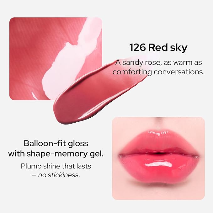 Unseen Balloon Tint, 9 Colors for All Skin Types. Buildable Color, Long Lasting Glossy Lip Stains, Lightweight Lip Gloss Make up, Holiday Stocking Stuffer (126 Red sky, 0.11 Ounce (Pack of 1))