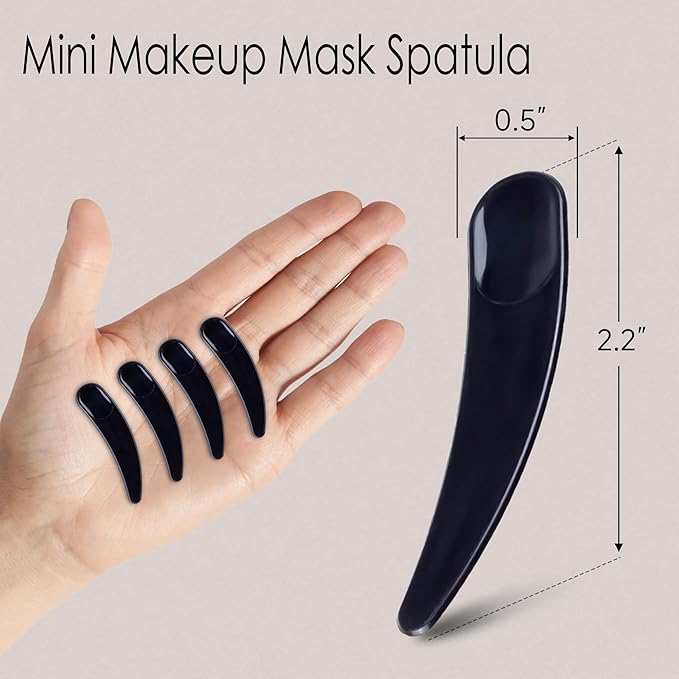 100PCS Cosmetic Spatulas, Small Makeup Spatula, Mini Plastic Makeup Scoop for Mixing and Sampling, Skin Care Facial Cream Mask Spatula (Black)