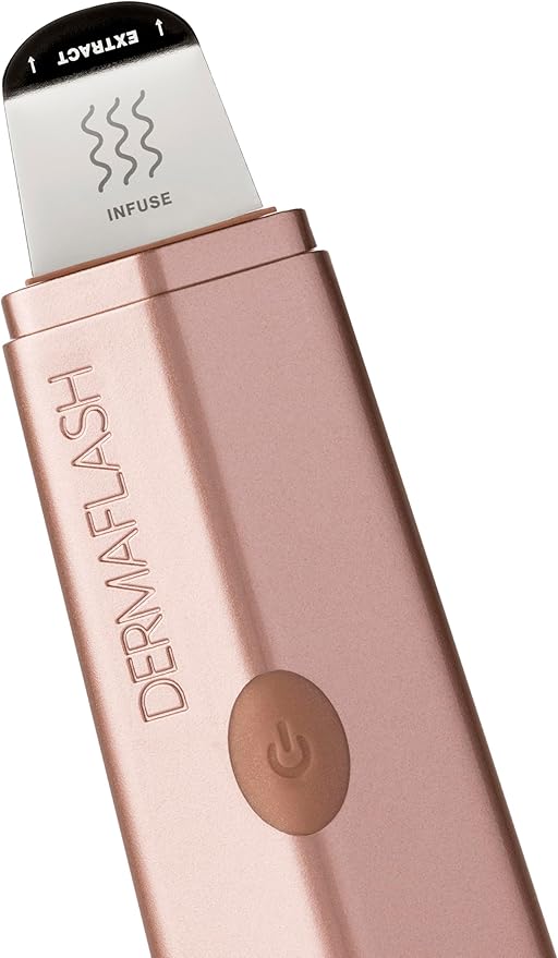DERMAFLASH DERMAPORE+ Skin Care Device, Ultrasonic 2-in-1 Pore Extractor and Skincare Infuser, Rose Gold