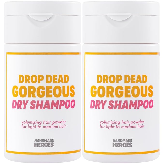 Handmade Heroes Non Aerosol Dry Shampoo Volume Powder 1.8oz, 100% Natural & Vegan For Light and Blonde Hair (2 pc set)