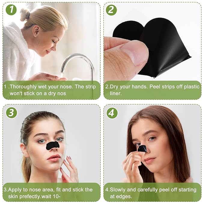 50PCS Blackhead Remover for Face, Blackhead Pore Strip, Remover Pore Strips for Nose, Deep Cleansing Charcoal Strips, Effective Control of Oily Skin Clogged Pores Practical for All Skin Types