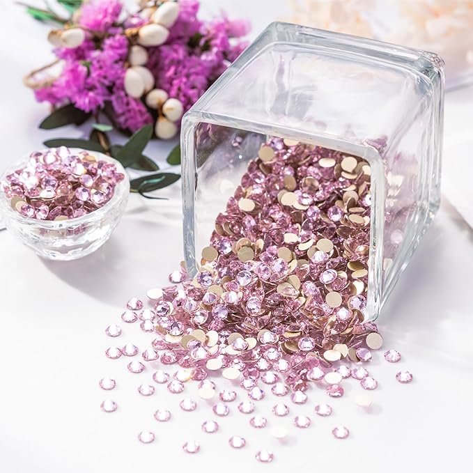 Meibite Pink Flatback Rhinestones, Glass Rhinestones for Nail Art and Craft, Glue Fix, Loose Crystal Gemstones(Pink, SS20, 1440pcs, 4.6-4.8mm)