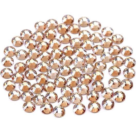 Novani Rhinestones 3000Pcs Flatback Crystal Round Loose Gemstones Glass Rhinestones for Crafts Makeup Nail Art Clothes Shoes DIY Decorations(SS8, 2.3-2.5mm,Golden Shadow)