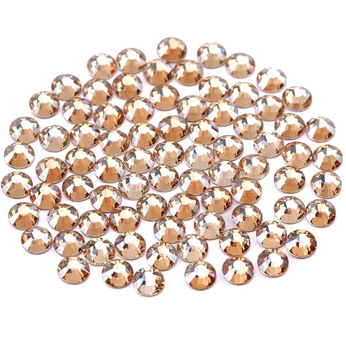 Novani Rhinestones 3000Pcs Flatback Crystal Round Loose Gemstones Glass Rhinestones for Crafts Makeup Nail Art Clothes Shoes DIY Decorations(SS10, 2.7-2.9mm,Golden Shadow)