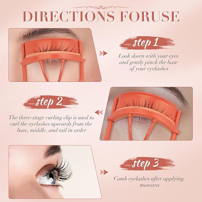 ODELY Eyelash Curler with Pads, Lash Curler with 10 Extra Silicone Replacement Pads, Comfortable Grip for Effortless Curling – Eyelashes for The Perfect Eye Contour (Honeydew Orange)