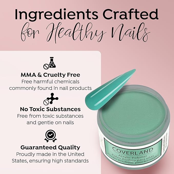 Tones Coverland Acrylic Nail Powder "Mint Cream" - Limited Edition Acrylic Powder for Nail Design, Sculpting, and Masking Nail Bed Imperfections - Professional Acrylic Nail Supplies - (1.5 Oz)