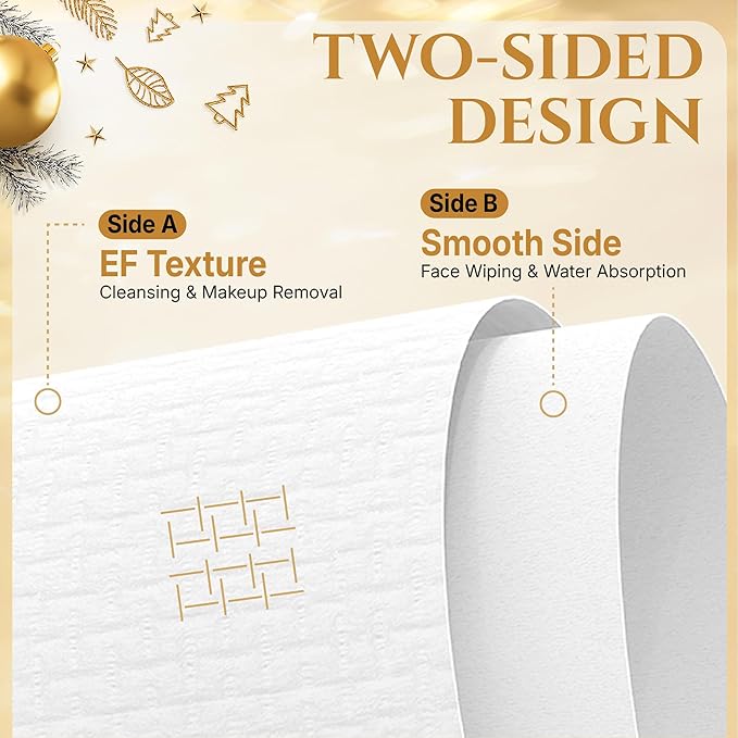 Serenorch Disposable Face Towels for Christmas, 10" x 12" Christmas Gifts for Sensitive Skin, Extra Soft Makeup Remover Dry Wipes, 50 Count