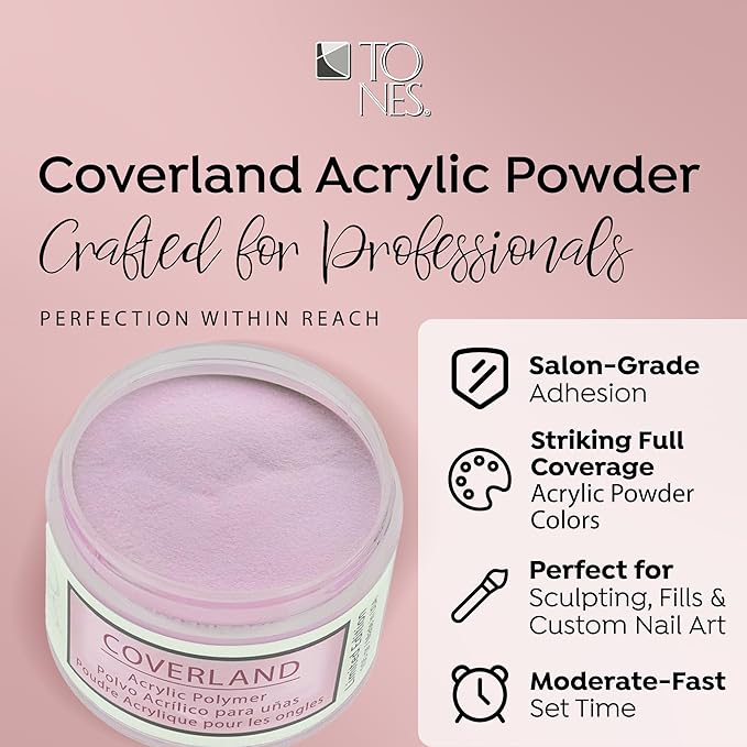 Tones Coverland Acrylic Nail Powder "Cakepop" - Limited Edition Acrylic Powder for Nail Design, Sculpting, and Masking Nail Bed Imperfections - Professional Acrylic Nail Supplies - (1.5 Oz)