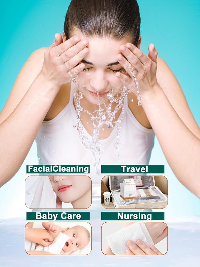 Face Towels,Facial Towels,50Ct Disposable Face Towel,7.9"x12"Face Cloths,Makeup Remover Face Towelettes Disposable,Disposable Face Cloths for Sensitive Skin,Biodegradable Dry Wipes
