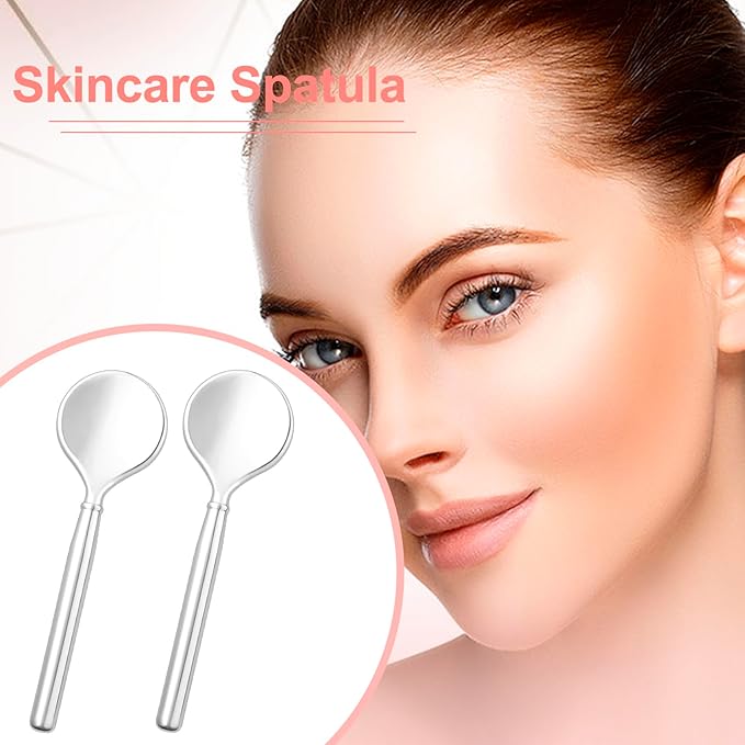 Pndeyo 3pcs Mini Metal Makeup Spoon, Reusable Cosmetic Cream Spatulas, Skincare Scoop Applicator Facial Massage Beauty Tools for Mixing and Sampling Face Eye Cream- Silver