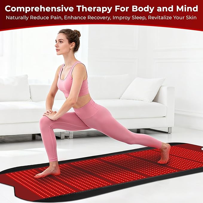 Red Light Therapy Mat for Body, 76.8''x 39.4'' Red Light Therapy Blanket, 1260pcs 2 in 1 LEDs (660nm & 850nm), Premium Leather, 3 Modes & Adjustable Timer