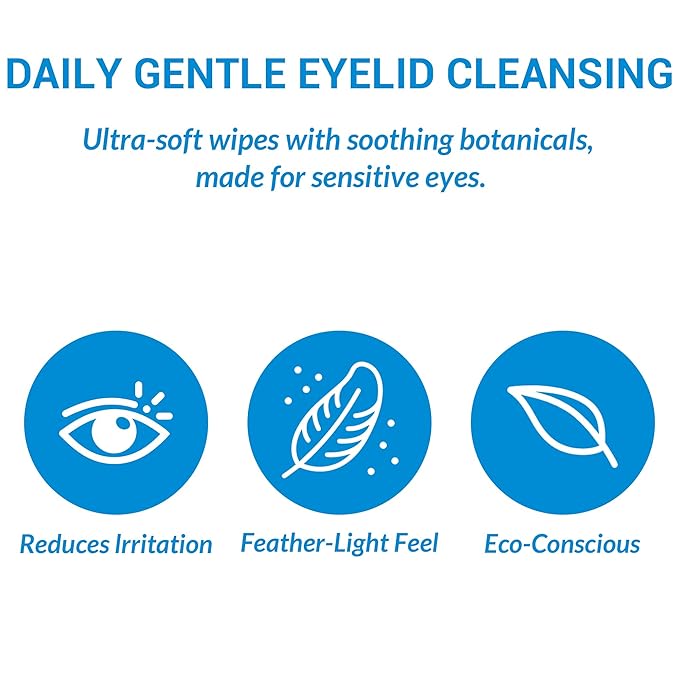 60 Pcs Tea Tree Oil Eyelid & Lash & Face Cleansing Wipes l Eyelid Pads For People Blepharitis & Chalazion & DryEyes & Stye Eye Treatment, Eyelash Makeup Remover & Daily Eye Lid Pads, Cleaning Wipes
