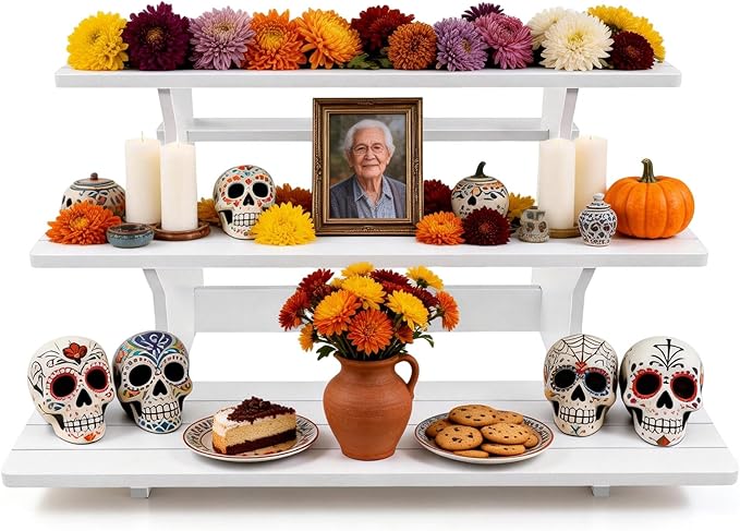 3 Tier Vendor Display Shelves, Display Stand Portable for Store Product Farmers Market Stand, Soap, Candles, Glasses, Jars, Crafts Show, Jewellery, White Display Stands for Vendor Events