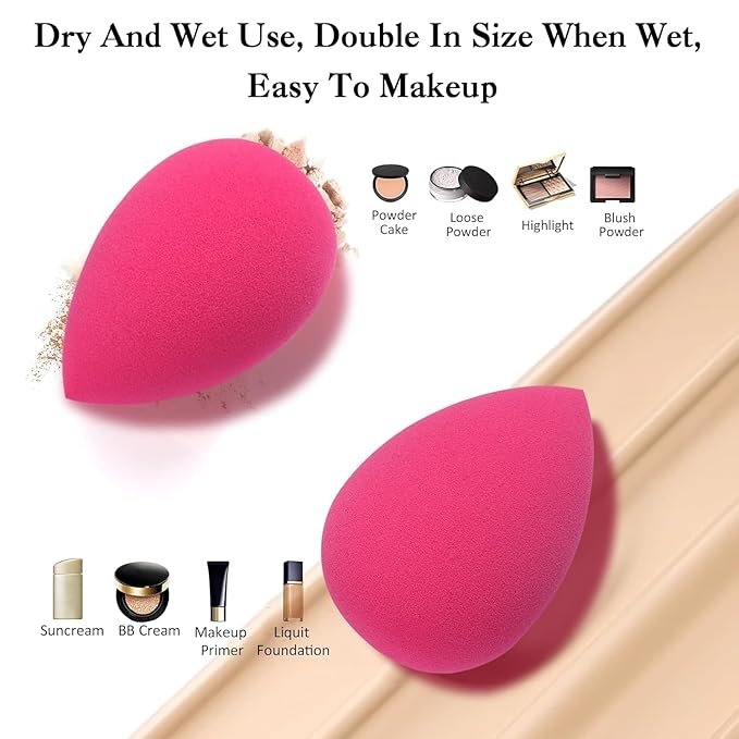 Professional Toiletry Sponges Set,Latex Free Flawless Soft Face Sponge with Holder,Beauty Blender Cosmetic Applicator for Powder,Liquid,Facial Makeup Tools