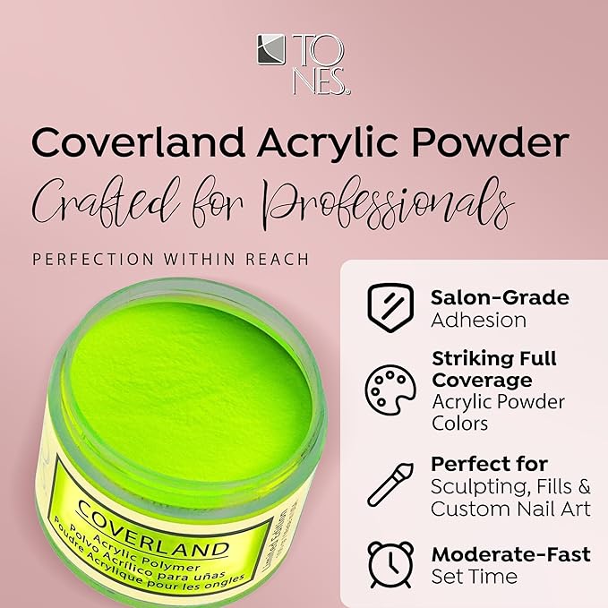 Tones Coverland Acrylic Nail Powder "High Street" - Limited Edition Acrylic Powder for Nail Design, Sculpting, and Masking Nail Bed Imperfections - Professional Acrylic Nail Supplies - (1.5 Oz)