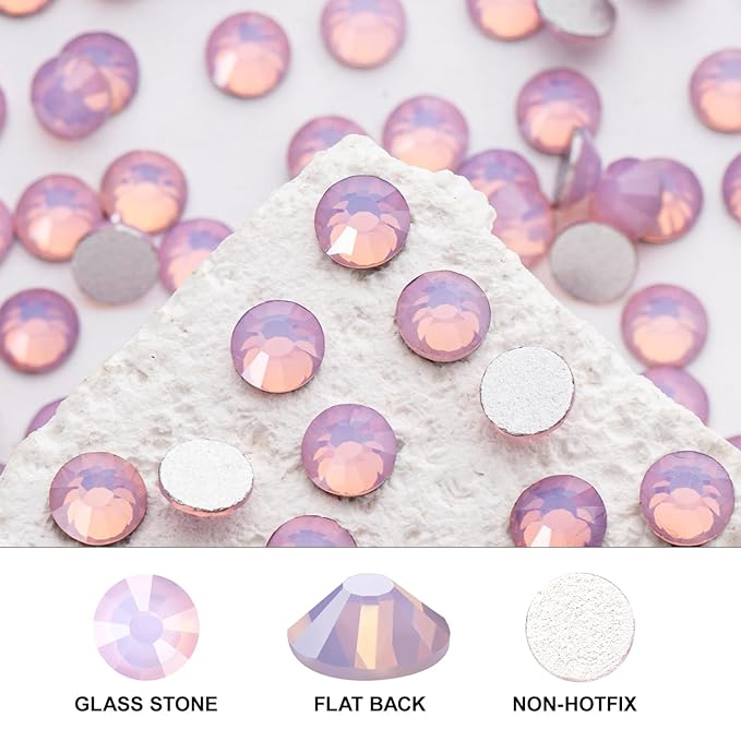 Novani 3000 Pieces Flatback Rhinestones Glass Round Gems Pink Opal Crystals for Nail Art DIY Crafts Clothes Shoes,SS12,3.0-3.2mm