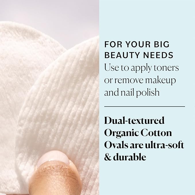 Sky Organics Organic Cotton Large Pads for Makeup Removal, Cleansing, Toner Application, 100% Pure Organic Cotton, GOTS Certified, Dual Textured Design