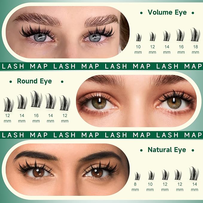 KEYYOU LASH Manga Lashes Clusters Fairy Cluster Eyelash Extensions Wispy False Eyelashes Natural Lash Clusters Individual Lashes Fake Eyelashes D Curl Extension with Spikes(F02,10-18mm)