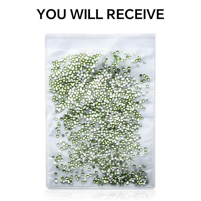 3000Pcs Light Green Crystal Rhinestones,Glass Flatback Rhinestones Gemstones Mini for Nail Face Makeup Art Crafts Clothes Decoration - (SS6,2.0mm,Light Green)