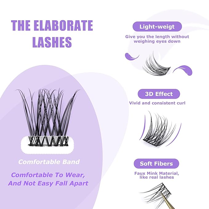 GAQQI Lash Clusters, Eyelash Clusters 120PCS C Curl Individual Lashes, Wispy Cluster Eyelash Extension 14mm Only, Natural Looking Cluster Lashes （GQ15, C Curl, 14mm)