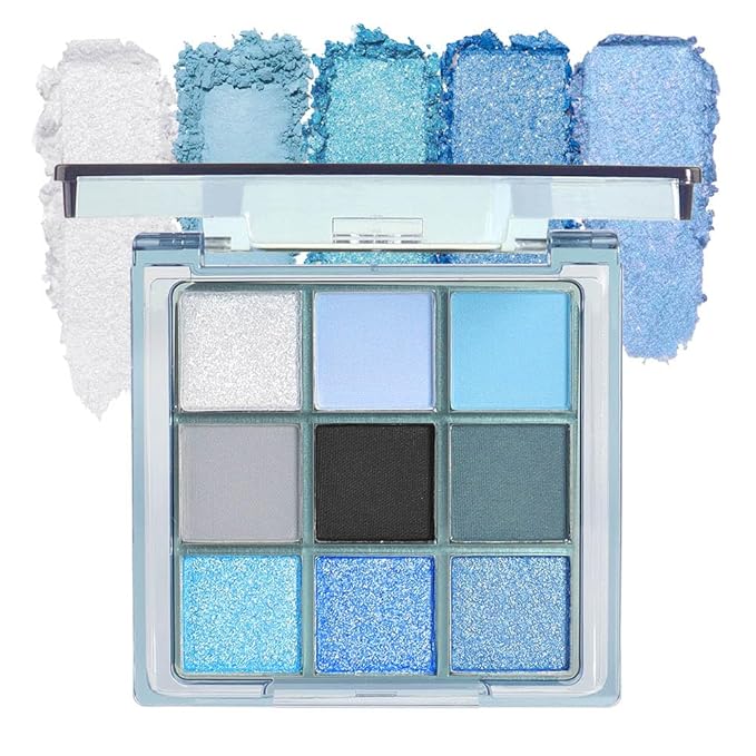AMY'S DIARY Blue Eyeshadow Palette Eye shadow Makeup,Navy Blue Eyeshadow Shiny Sparkle Shimmer Glitter Eyeshadow Waterproof Pallete,royal blue Glitter Blue Eye Make Up
