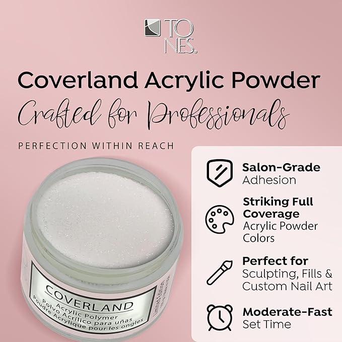 Tones Coverland Acrylic Nail Powder "I Do" - Limited Edition Acrylic Powder for Nail Design, Sculpting, and Masking Nail Bed Imperfections - Professional Acrylic Nail Supplies - (1.5 Oz)