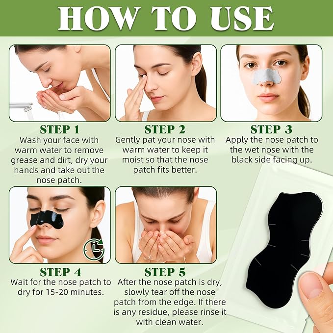 Eveellyn Blackhead Remover Strips, 10 Pcs Charcoal Pore Strips, Deep Cleansing Blackhead Strip for All Skin Type, Nose Strip Blackhead Remover, Keep Skin Clear and Tighten Pores