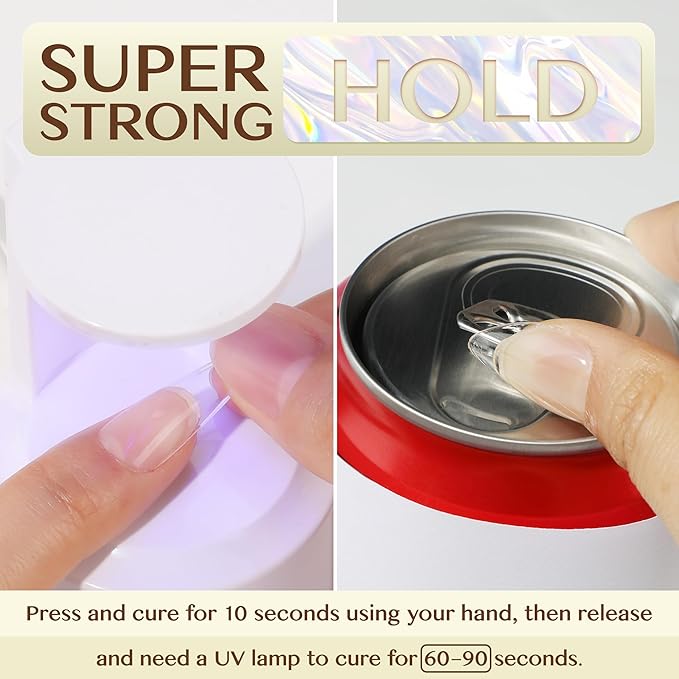 UNA GELLA 6 in 1 Gel Nail Glue for Clear Acrylic Nails Tips, 2Pcs 15ml Super Strong Brush UV Nail Glue Long Lasting Lamp Curing Required for Fake Nails Tips