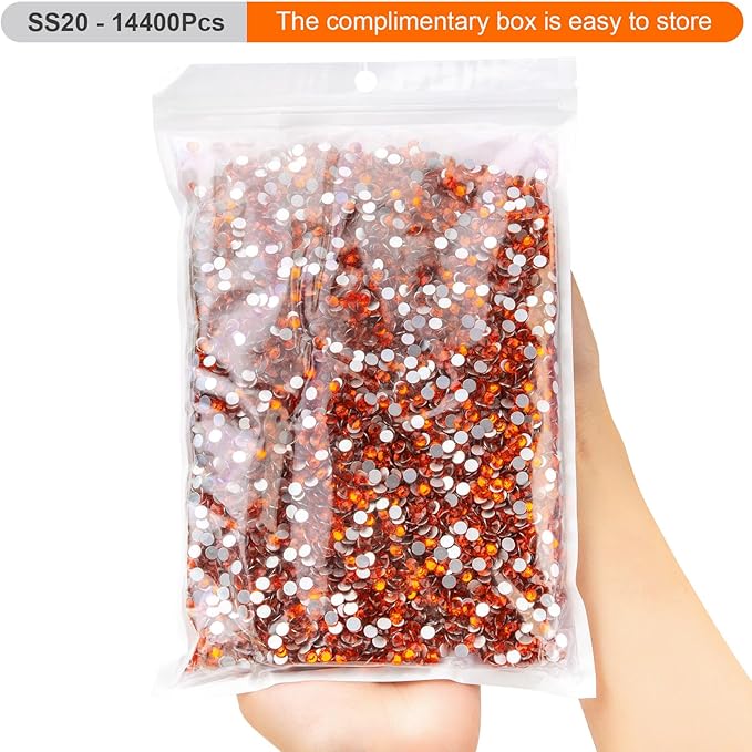 MEIBITE Flatback Rhinestones Bulk, 14400PCS Hyacinth Rhinestones for Clothes DIY Decoration Crafts, Hyacinth, SS20, 4.6-4.8mm