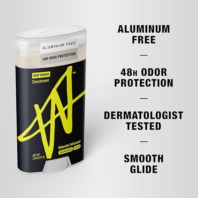 W By Jake Paul Men's Aluminum-Free Deodorant, Sensitive Skin Friendly, Dermatologist Tested, Vitamin-Infused Deodorant for Men, Deep Woods Scent, 2.6 oz