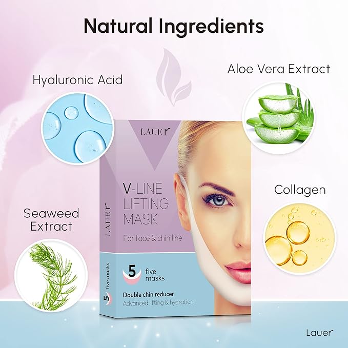 V Shaped Contouring Face Mask Line Shaping Lifting Belt Neck Reduction Jawline Lift Tape Enhancer Firming Chin Up Collagen Hyaluronic Acid Aloe Vera
