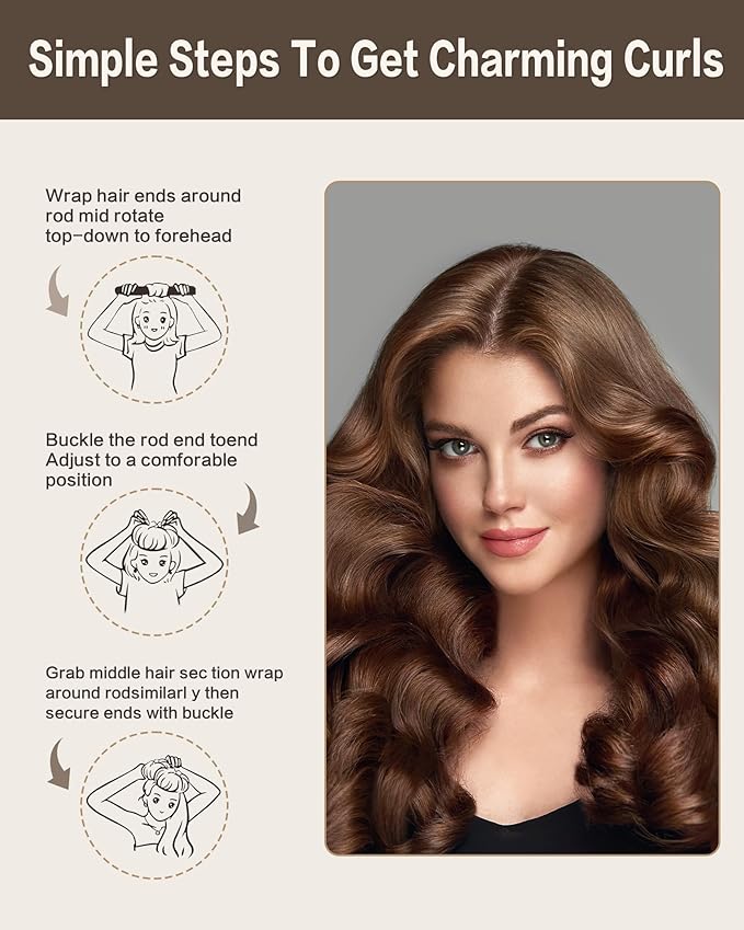 Heatless Curls Overnight Hair Curler - 4 Pcs Curling Rod to Sleep In, Velvet Hair Rollers with Satin Hair Scarf